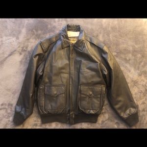 Brown leather A2 flight jacket.